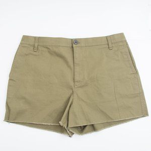 Madewell Green High Rise Twill Shorts w/Raw Hem